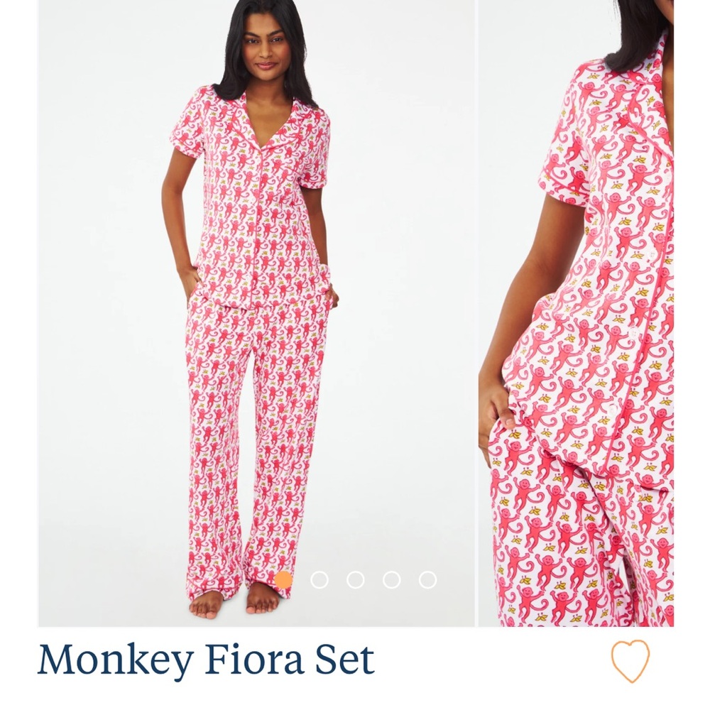 Roller Rabbit Pink Monkey Pajama Set